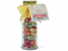 Foto van Flesje dragee eitjes Foto van Flesje dragee eitjes
